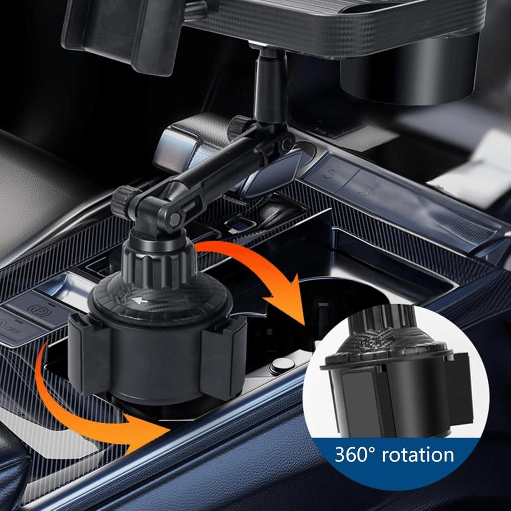 360° Rotating Car Cup Holder Extender, Detachable Food Tray and Phone Stand, Durable Abs Material, Suitable for Cars and Trucks
