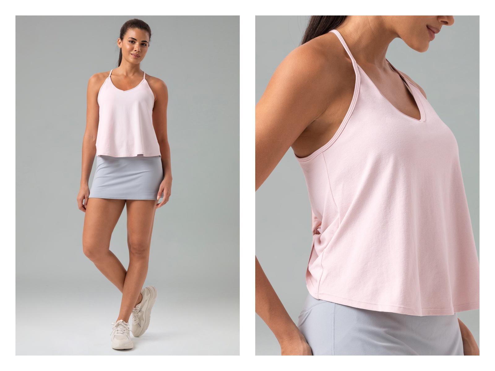 Colorfulkoala Women's V-Neck Backless Tank Top Loose Fit with Back Twist Sorona Eco Fabric Activewear Casual Look