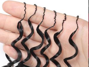 Burmese Curly Feather Crochet Human Hair Bundles Human Crochet Hair Pre Looped 100 Strands Pre-Separated Reusable Invisible 100% Virgin Human Hair Crochet Extensions 16 Inch 120g Natural Black