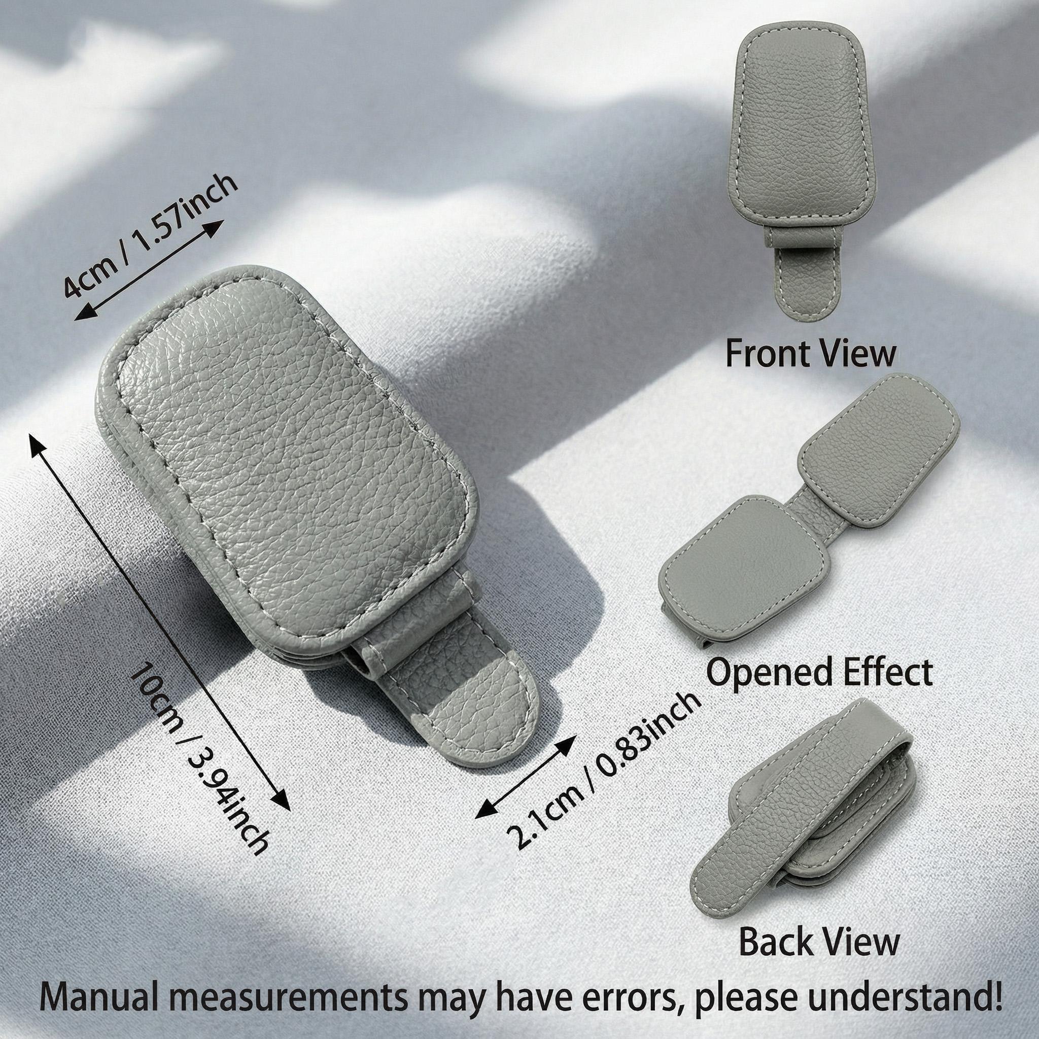 3pcs Car Sunshade Sunglass Holder Clips, Leather Multifunctional Car Sunglasses Rack, Essential Automotive Accessory for Drivers
