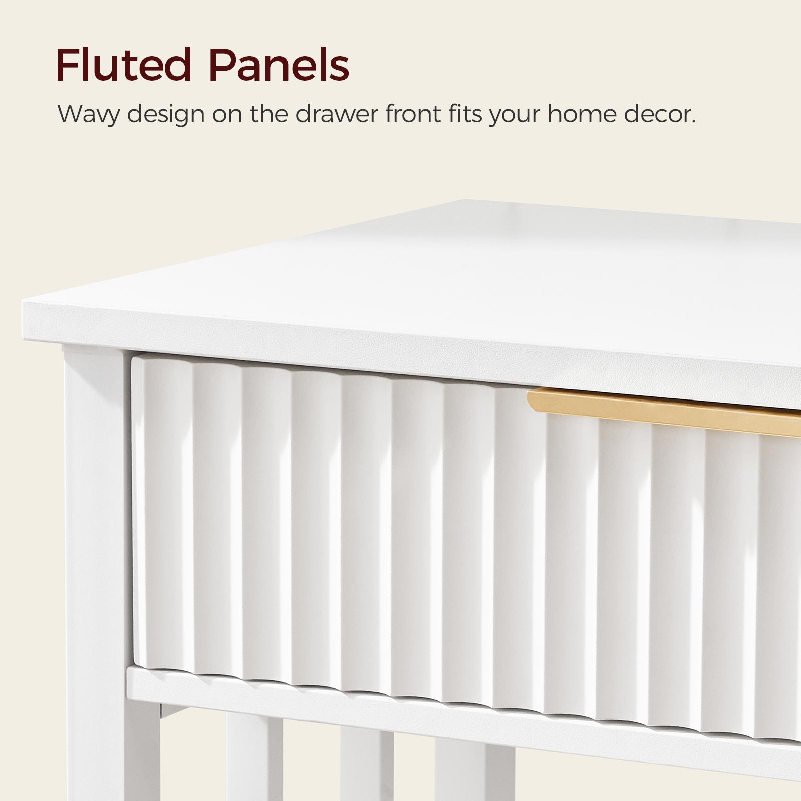 MAHANCRIS Narrow Long Console Table with Storage Shelf, 2-Tier Fluted Entryway Table with 2 Drawers, for Entryway, Living Room, Foyer, Hallway, Office, White