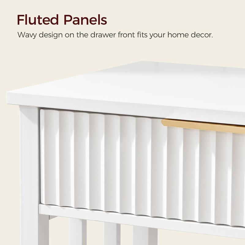 MAHANCRIS Narrow Long Console Table with Storage Shelf, 2-Tier Fluted Entryway Table with 2 Drawers, for Entryway, Living Room, Foyer, Hallway, Office, White