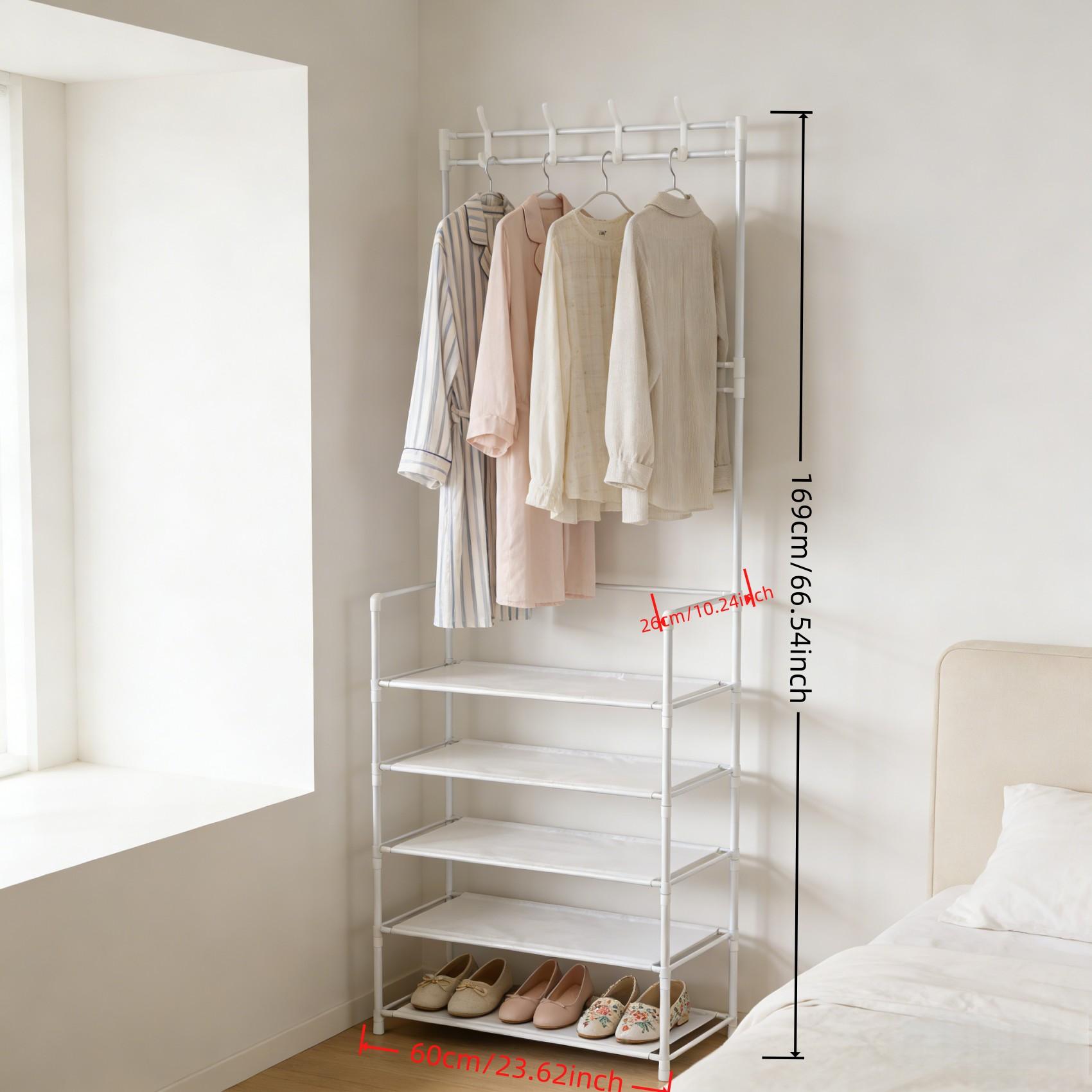 Door Back Hat Rack and Shoe Rack Combo, Five-Tier Hat Rack with Shoe Rack, Steel, /, Home Storage Organizer