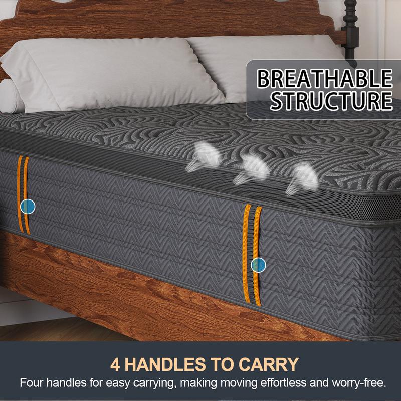 12"14"  Twin Full King Queen Mattress,  Hybrid Pocket Spring Mattress Eurotop with Gel Memory Foam,Motion Isolation Individually Wrapped Pocket Coils Mattress,Breathable Comfort Mattress Pressure Relief