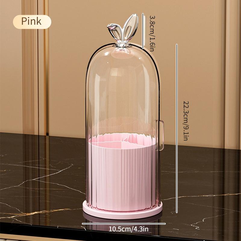 Makeup Brush Storage Box, 1 Count 360 Degree Rotatable Dustproof Makeup Brush Holder with Lid, Durable Storage Organizer, Cosmetic Organizer for Bedroom Bathroom Salon Hotel