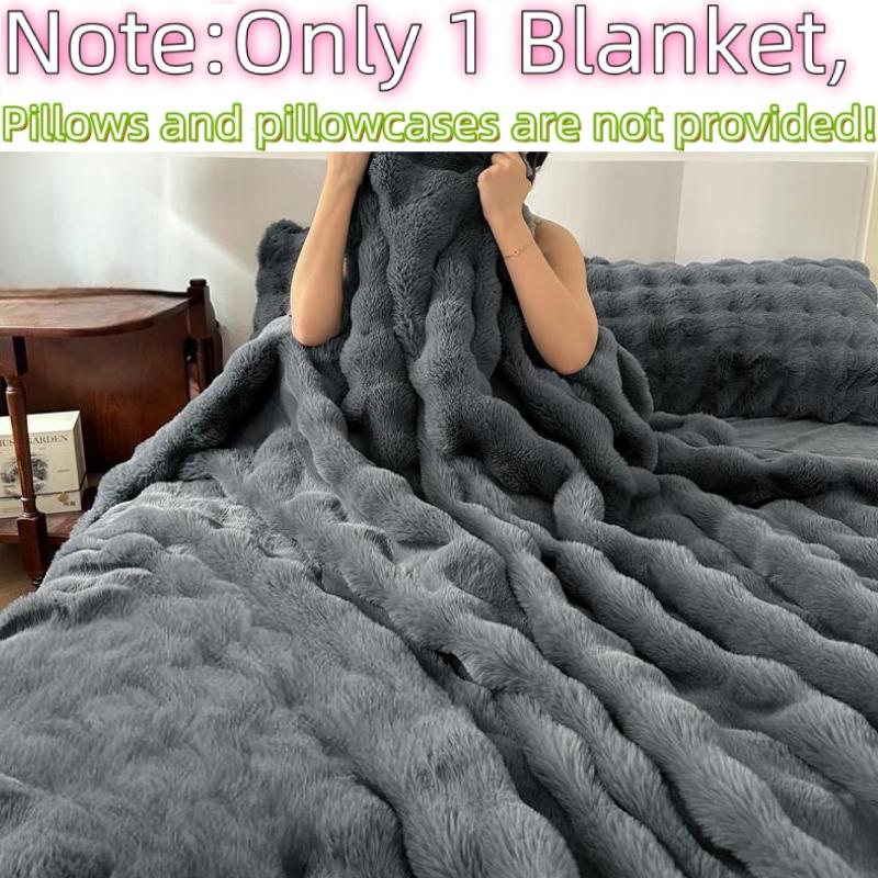 King Size Bubble Blanket, Striped Pattern, Thick Warm Material, Soft Cozy Blanket, Ideal for Home Sofa, Bedroom, Nap, Travel, Christmas Gift Backup