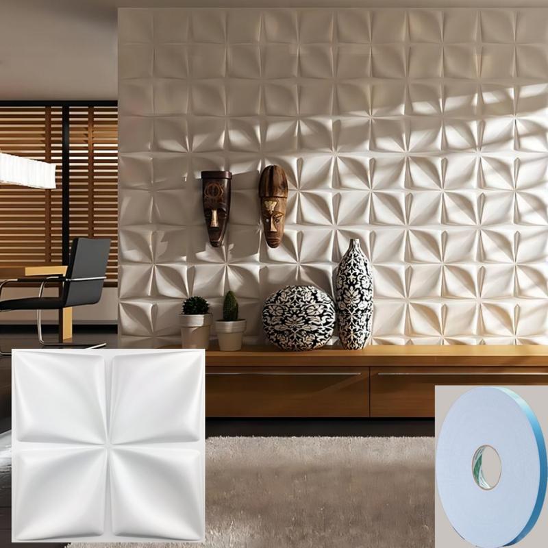 20/30pcs 3D Textured PVC Wall Panels, Waterproof & Moisture-Proof, Easy Install with Adhesive Tape - Modern Abstract Design for Stylish Home Decor, 11.8 x 11.8 inch, Waterproof Wall Panels