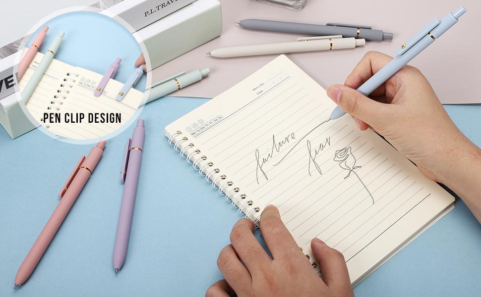 Fourcandies Gel Pens, 6/10/11/12pcs 0.5mm Fine Point Black Ink Pens, Smooth Writing Pens for Journaling, Nurse Aesthetic Cute Pens, School Office Home Supplies, Gifts for Women and Men (6Pcs Morandi-Black Ink)