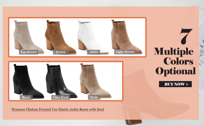 Coutgo Womens Ankle Boots Pointed Toe Chunky Stacked Mid Heeled Faux Suede Leather Booties