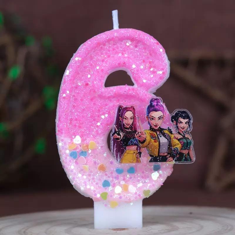 Cute cartoon exorcist girl's day candles, digital festival cake party candles, cake decorations, best holiday supplies for festivals, charm of anime character design, 3/4/5/6 anniversary decorations