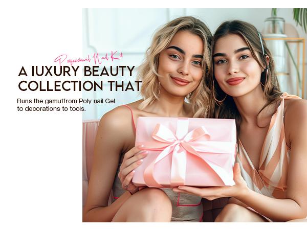 Poly Gel Nail Kit for Beginners: UV Lamp All-in-One Set with Everything DIY Nail Art Design at Home Women's Day Gift for Women Girls