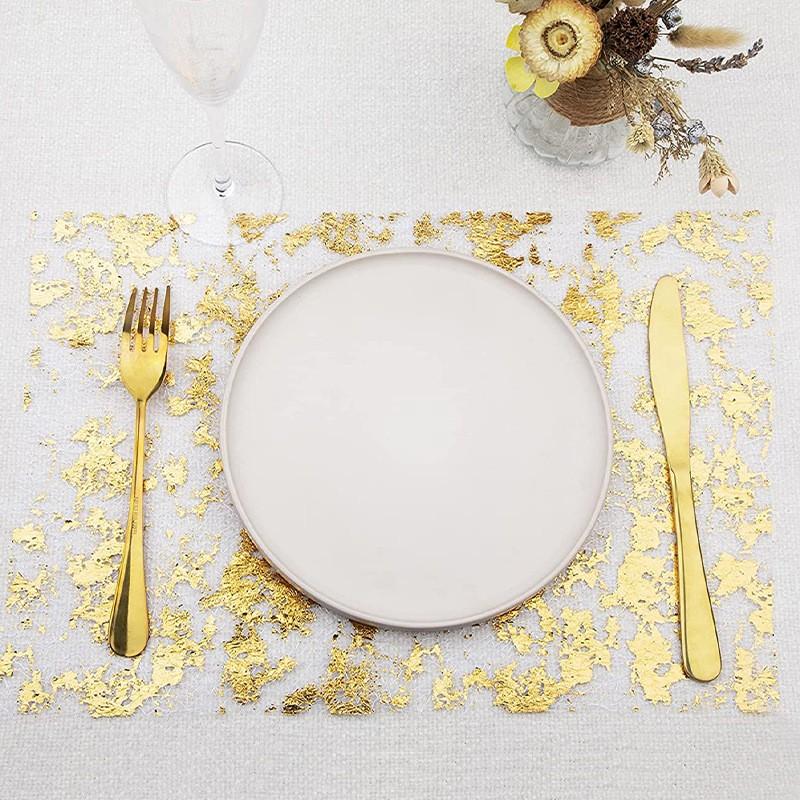Mesh Table Runner, Elegant Event Decor Material, Perfect for Festivals, Parties, Weddings, Luxurious Golden Tablecloth