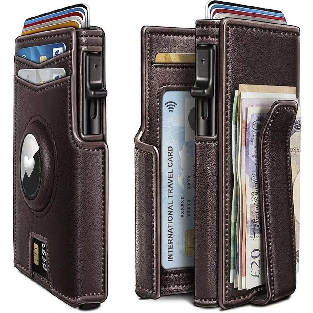 Men Slim Bifold Genuine Leather Wallet, RFID Blocking Anti-Theft Purse with Card Slots Bill Pocket ID Window, Minimalist Black Casual Daily Wallet, Perfect Gift for Father's Day Thanksgiving