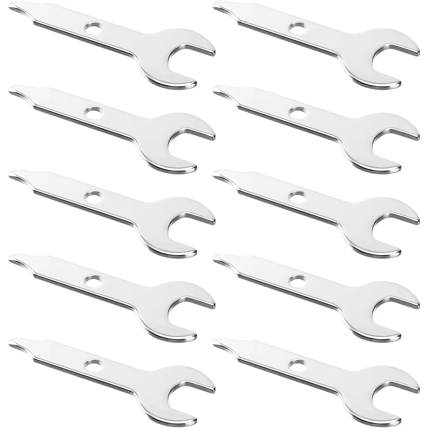 Stainless Steel Open-End Collet Wrench Key, 10-Count 3/8" Size 9.5 mm Nut Spanner Multitool for Rotary Tools, Engraving Machines