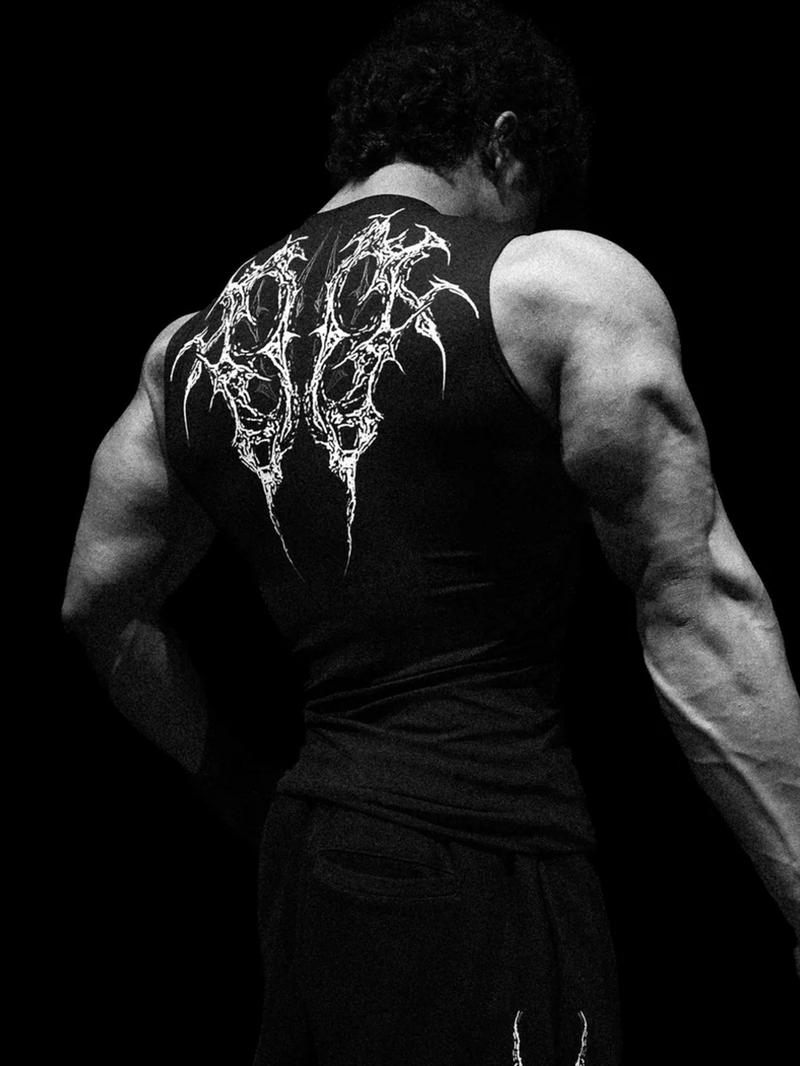 Men'S Sports Compression Tank Top | Sleeveless, High Stretch, Crew Neck, Geometric-patterned, Moisture-wicking, Breathable Knitted Fabric for Basketball and Training