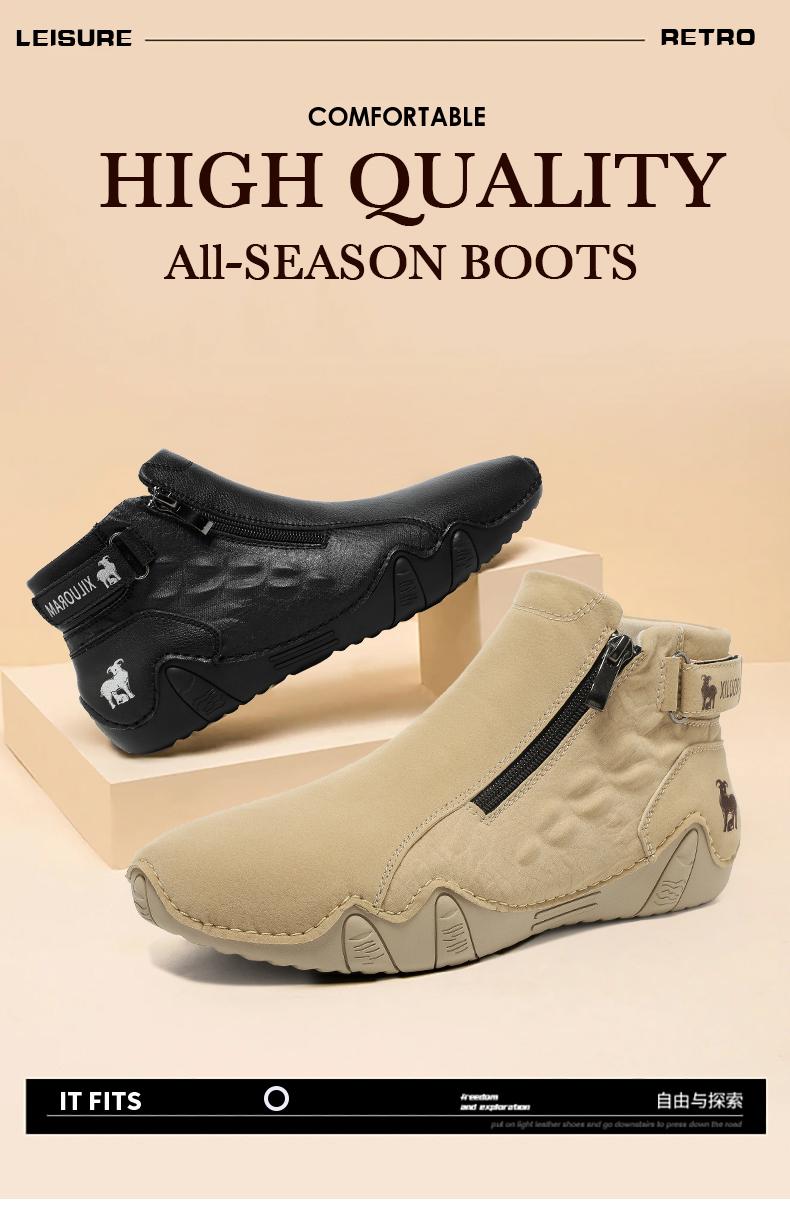 Men's Fashionable Embossed Zipper Boots, Casual Comfortable Boots for Daily Wear, Fashion Shoes for Party