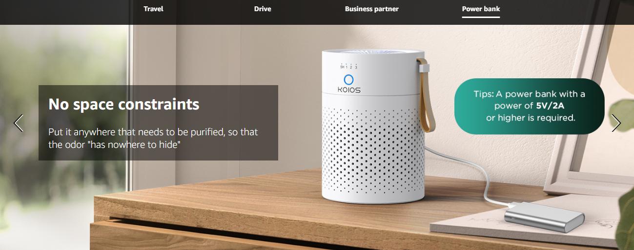 KOIOS 2 Packs Portable Air Purifier Gifts H13 True HEPA Filter for Desktop Office Car Pets with USB Cable, Small Air Cleaner, Night Light, Timer, Remove Smoke, Dust, Odors, Pollen Household Appliances, Quiet Operation, 3 Fan Speeds, 3-Stage Filtration