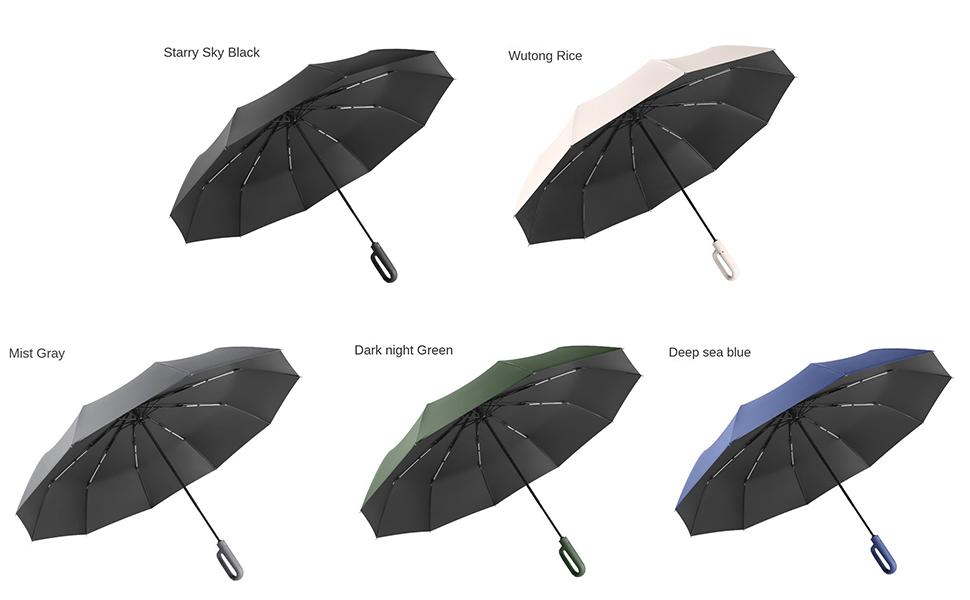 Ring Buckle Handle Automatic Umbrella, Thickened Reinforced Dual-Purpose Folding Umbrella for Two, Sunshade & Rainproof, 1pc