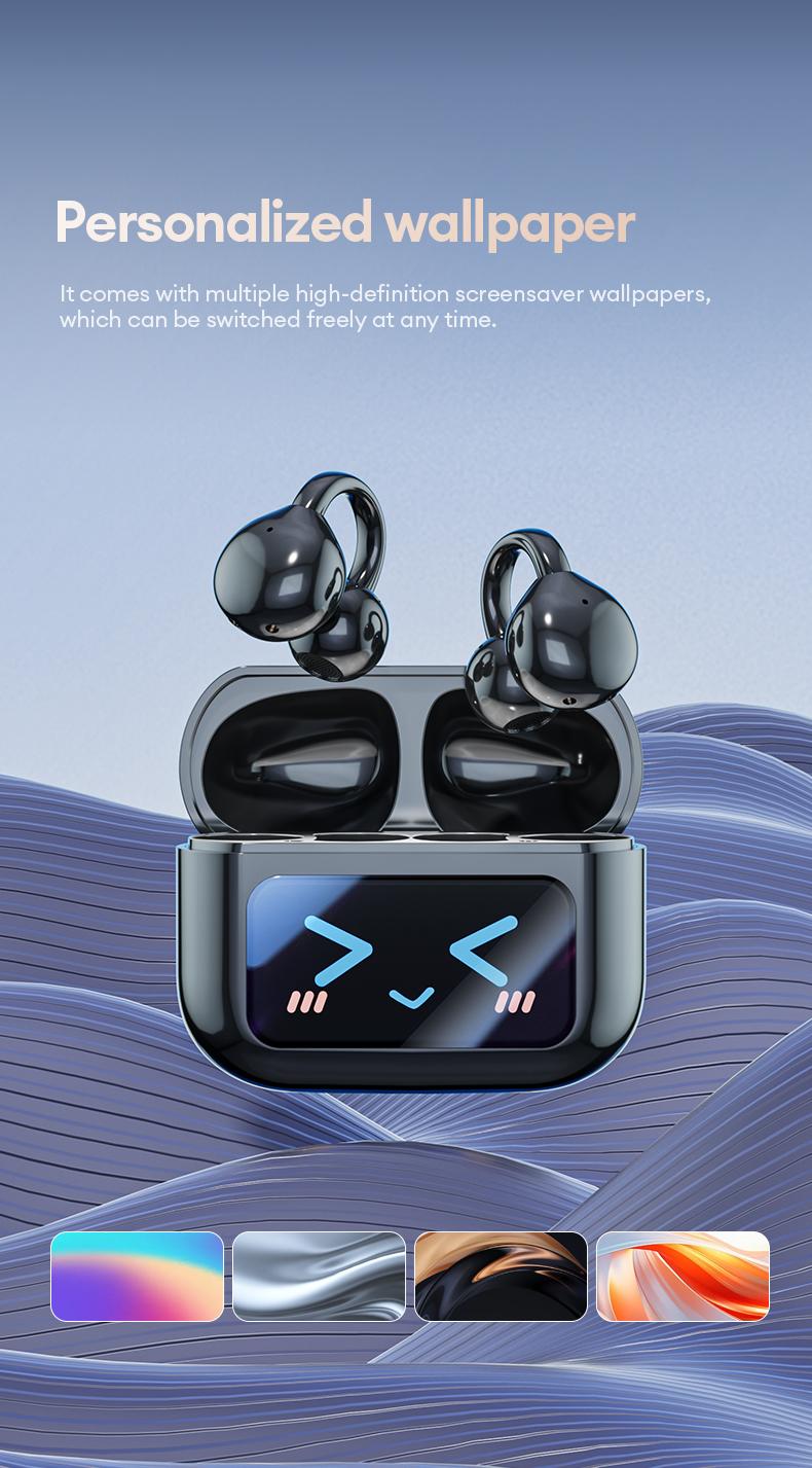 AOC ACD3521 Clip-On Smart Wireless Headset - Sport Earphones, BT6.0 Touchscreen Earbuds, Waterproof Sweatproof Wearable Tech, Adjustable Hands-Free for Music, Calls, Android & iOS Compatibility