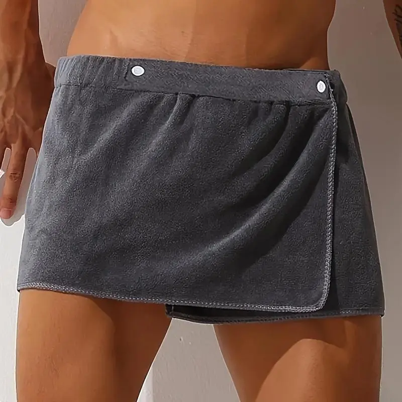 Men's 3-Piece Sporty Protective Gear Wearable Wrap Bath Towels - Premium Microfiber Solid Color Bath Shorts, Soft Lightweight Quick-Dry, Multi-Purpose for Swimming, Beach Vacation