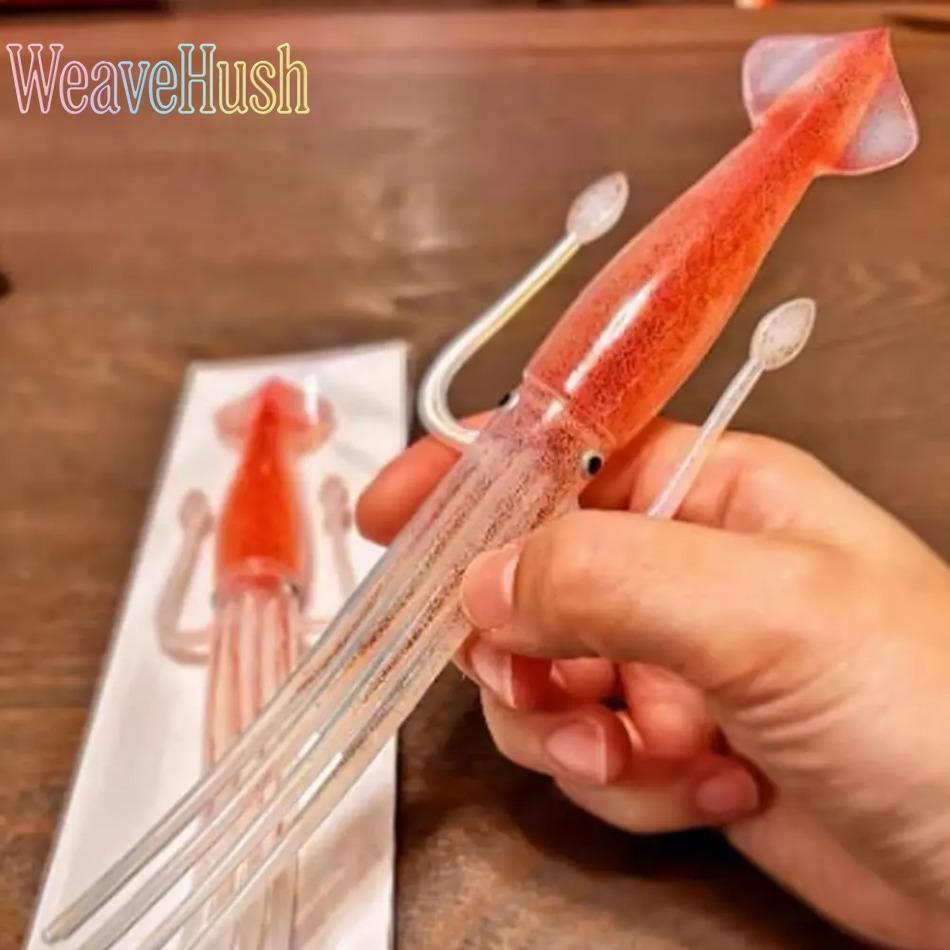 3-pack of creative squid-shaped forks, fun food-grade plastic noodle forks, unique ramen, pasta, and salad cutlery, a cool and prank gift for friends and teenagers, party supplies.
