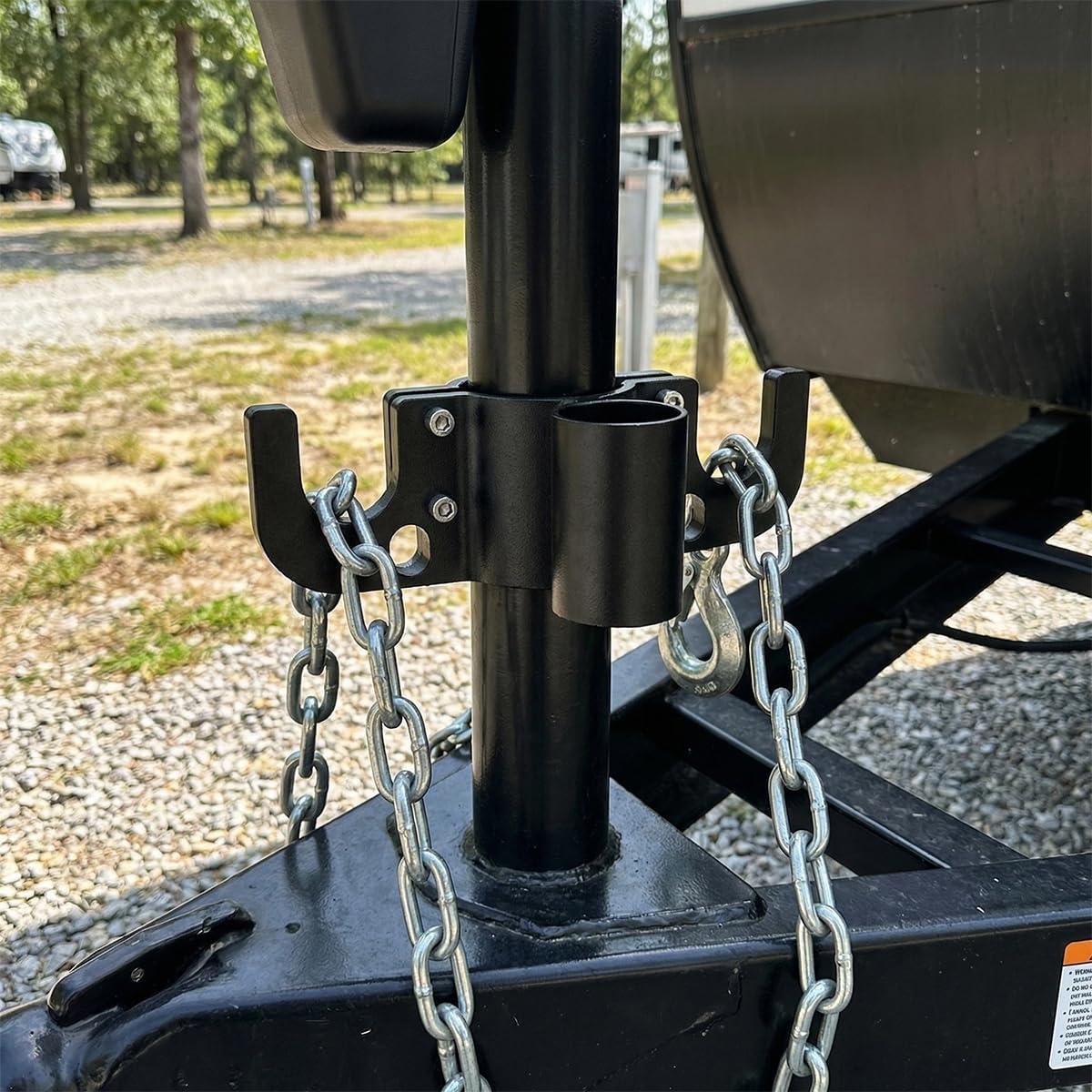 Aluminum Trailer Chain Holder, Anti-Rust Cable Wire Harness, 7 Way RV Chain Plug Cover, Towing Accessories for 2" 2¼" Tongue Jack