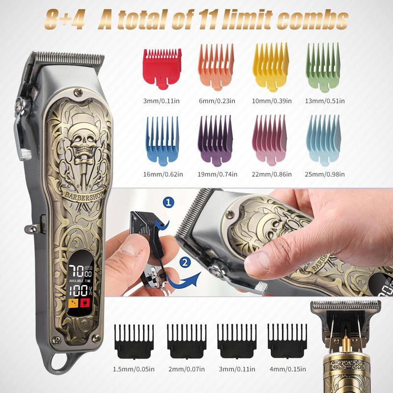 Professional Hair Clipper Set, 1 Box Rechargeable Hair Trimmer & T-blade Trimmer & Accessories, Hair Cutting Kit for Men, Barber Kit Professional Hair Clipper Set, 1 Box Rechargeable Hair Trimmer & T-blade Trimmer & Accessories, Hair Cutting Kit for Men, Barber Kit