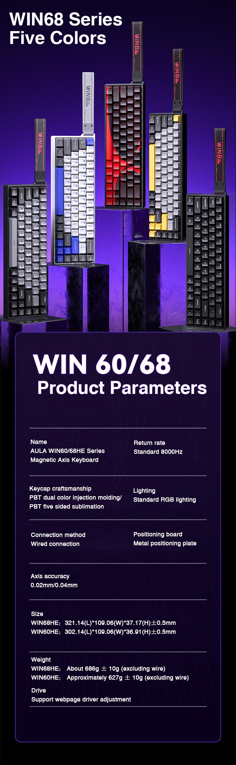 [New]Aula WIN68/WIN60 HE Magnetic Keyboard with Adjustable Actuation, Hall Effect Keyboard with 0.3ms Latency, 65% Wired Compact Keyboard, 8000 Hz Polling Rate, Hot-Swap   college school supplies  gaming accessories  keyboards for gaming