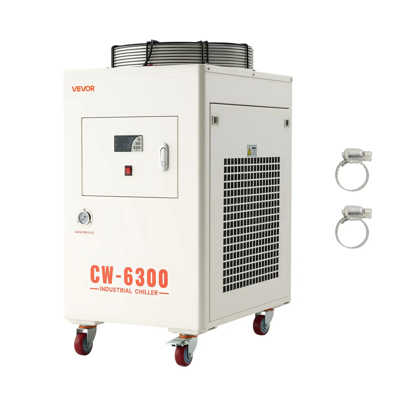 VEVOR Industrial Water Chiller, 27, 300 BTU/h, Industrial Water Cooler Cooling System with Compressor, 10.6 Gal Tank Capacity, 18.5 GPM Max Flow Rate, for CO2 Laser Tube Engraving Cutting Machine