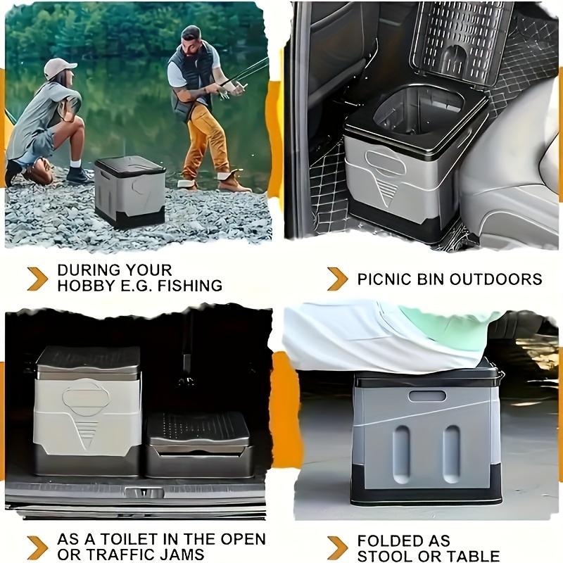 Portable Car Foldable Toilet Compact Fast Design for Travel Camping Road Trips Black Gray Collapsible Storage Solution Hygiene Accessories