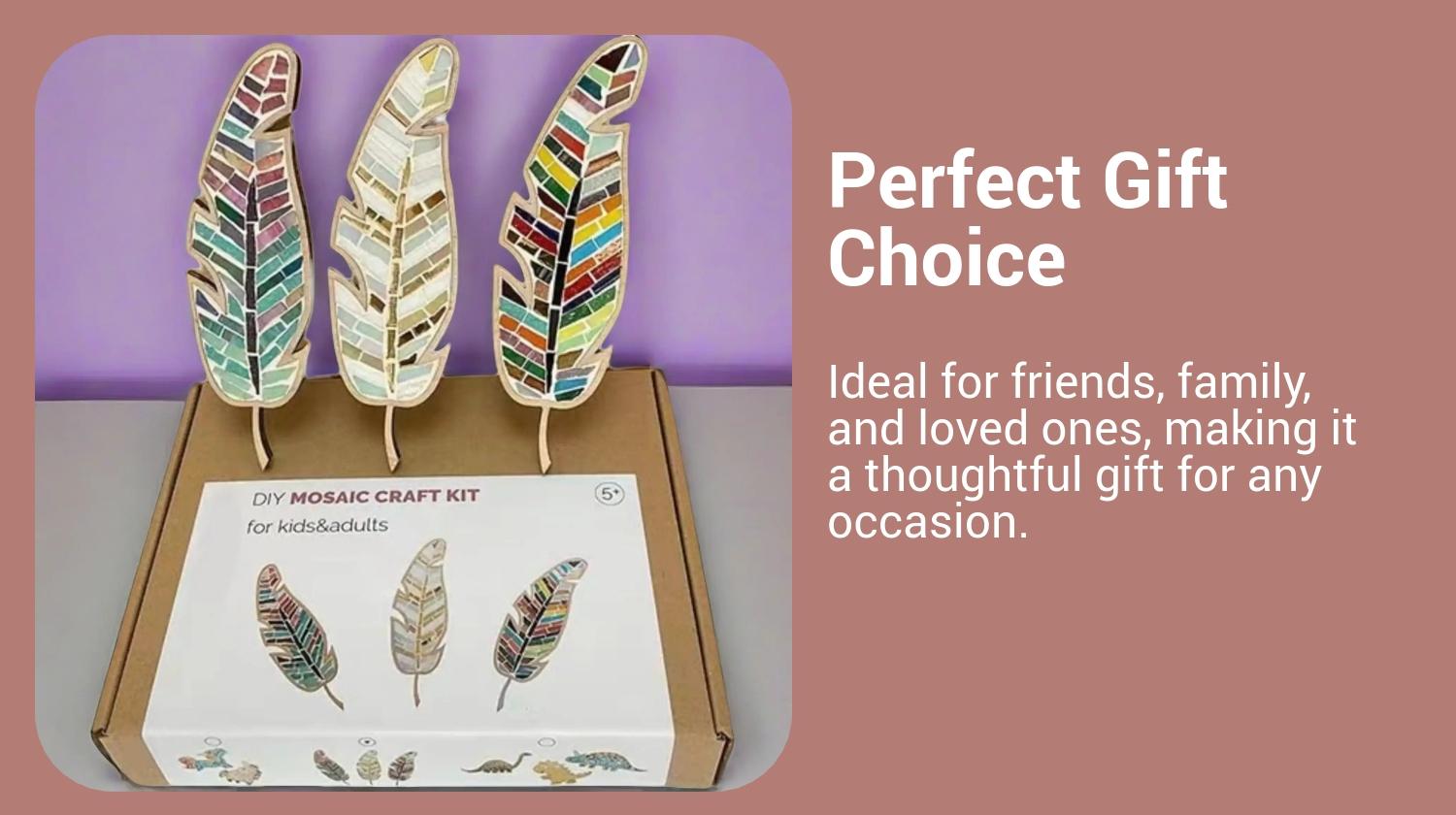 Christmas DIY Mosaic Craft Kit, 1 Set Colorful Leaf Shaped Ornament, Creative DIY Feather Shaped Craft Kit, Party Gift for Friends & Family, Room Decor Gift for Mom, Women, Girlfriend