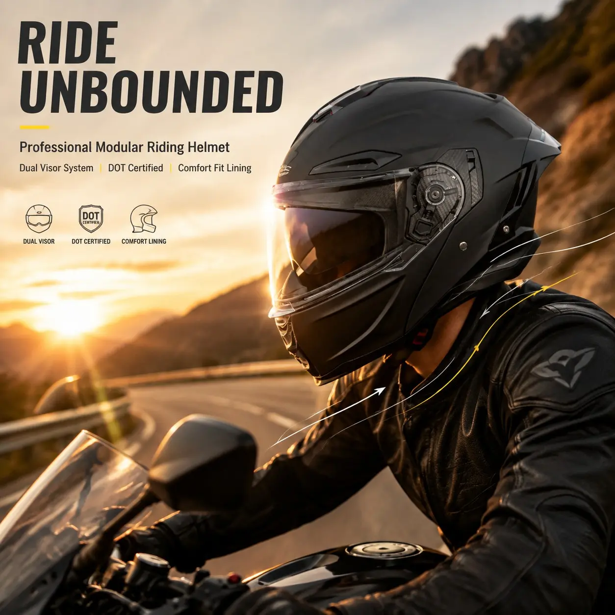 918 Reversible Face Shield Helmet, Class a Dot Certified, Dual Lens, Unisex Electric Motorcycle Helmet, Safety Gear for Riders