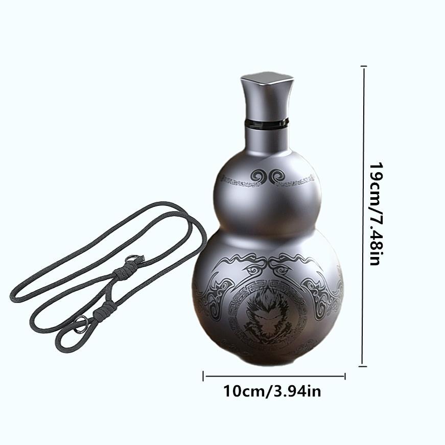 Vintage Chinese Style Gourd Design Thermos Bottle, Stainless Steel Insulated Bottle, Portable Drinking Cup for Home Office Outdoor, Drinkware
