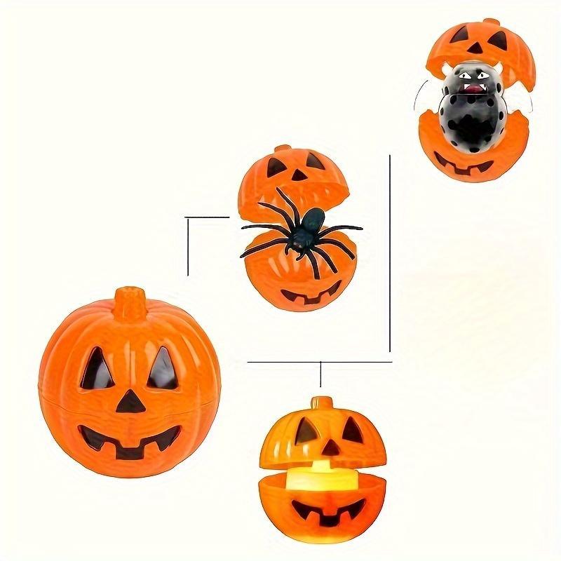 5 Counts Halloween Pumpkin Candy Containers, Reusable Plastic Storage Boxes with Lids, Ideal for Parties, Decorations, Halloween Treats, Thanksgiving Props