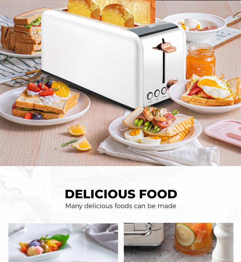 Pukomc Kitchen Appliances – 4-Slot Toaster with Wide Slots for Bagels/Waffles, 6 Browning Levels, 1500W Power, Stainless Steel (WT-8500 Black)