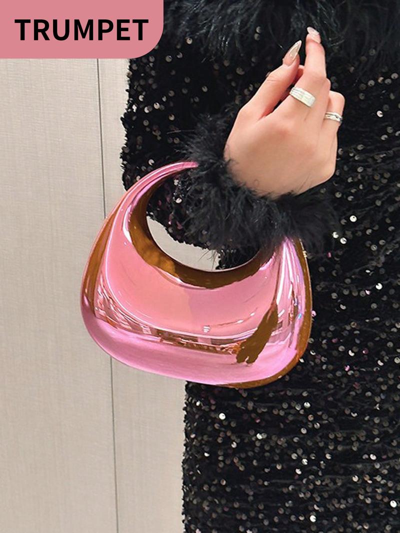 Women's Mini Fashionable Glitter Design Evening Bag. CasualVersatile Solid Color Hobo Purse Shoulder Bag for Party, Trendy Al-match Commuter Bag for Daily Used，Christmas Gift, Valentine's Day Gift, Ideal Gift