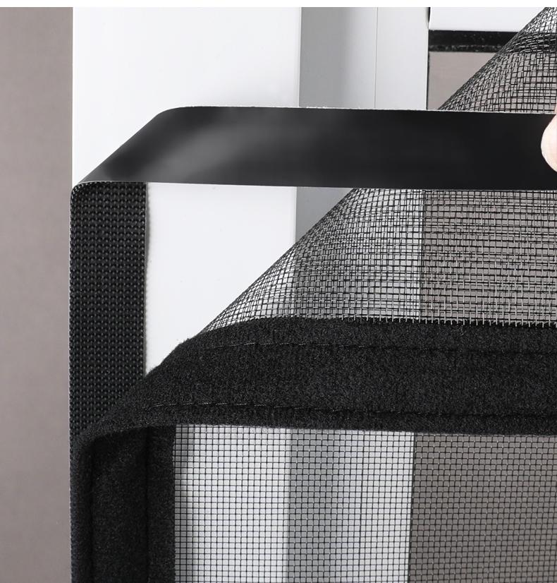 Black Window Screen Mesh with Hook & Loop Install, Breathable Fine Net, Easy Removable Anti Mosquito Bug Protection for Home