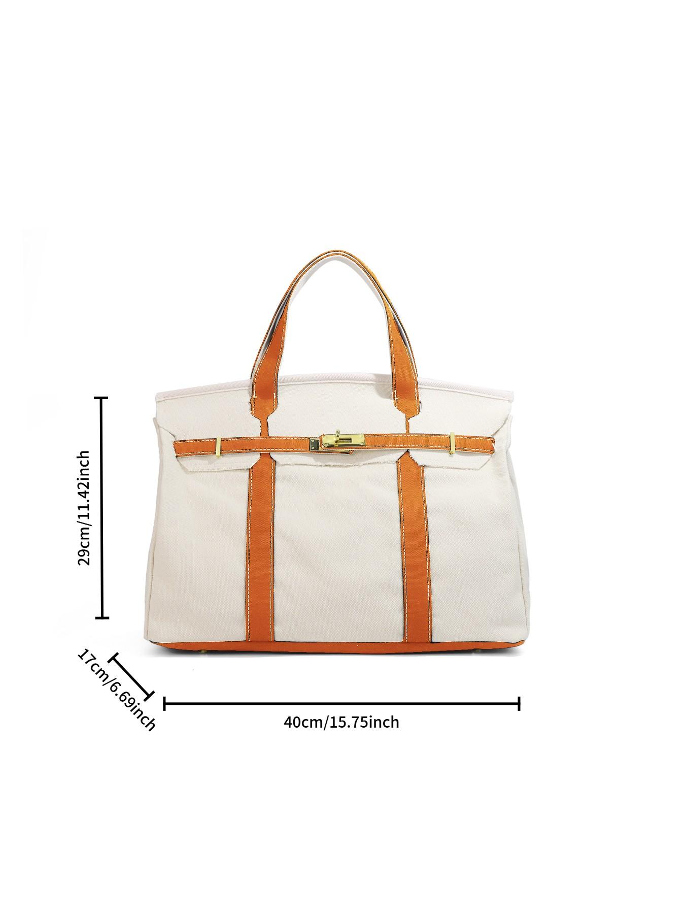 New High-End Canvas Colorblock Handbag, Fashion Patterned Bag, Large Capacity Commuter Tote Bag, Versatile and Stylish, Perfect for Daily Use