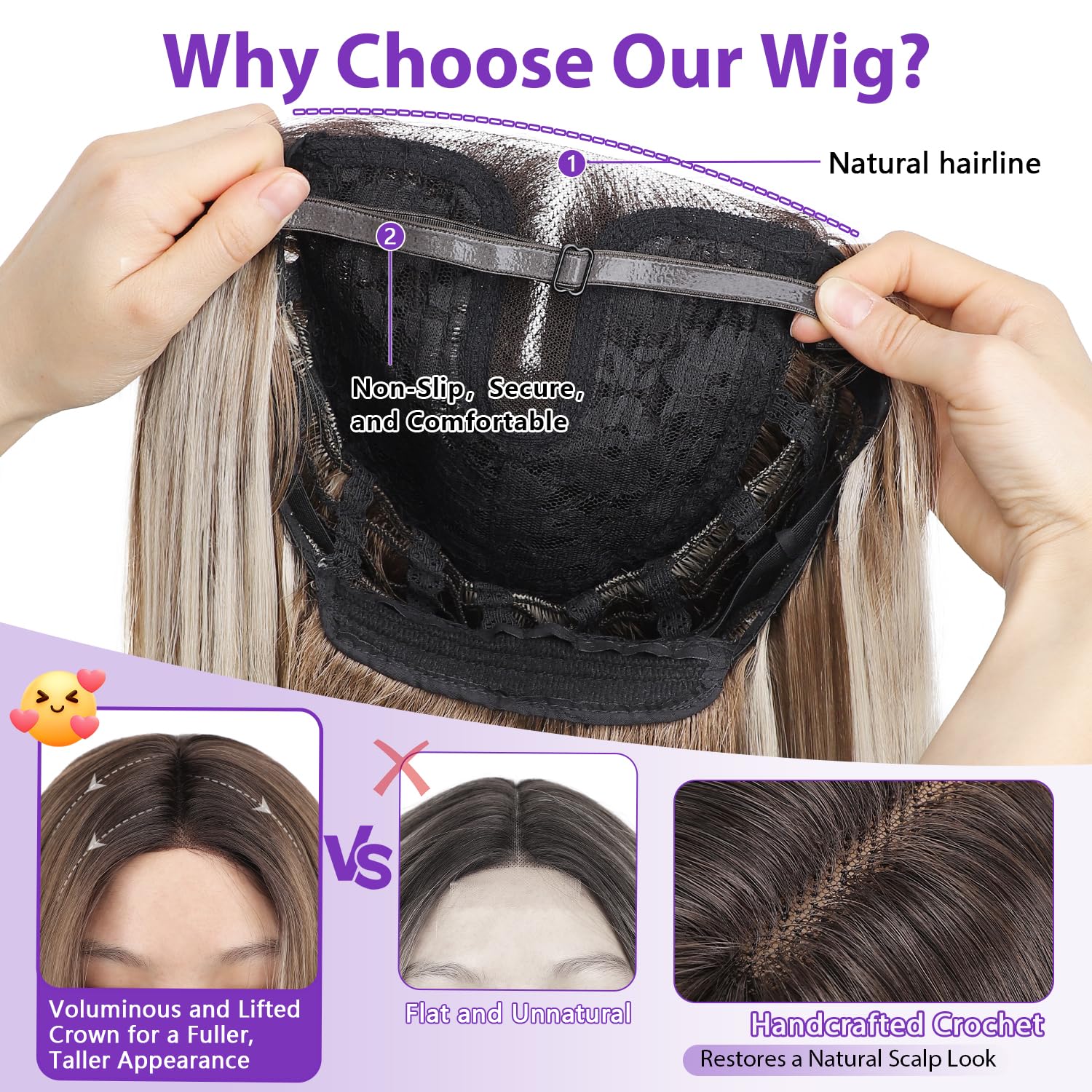 [Black Friday][ AISI HAIR ]Natural Black Glueless Wigs for Women Pre Cut Synthetic Lace Hairline Long Layered Straight Hairstyle 26 Inch