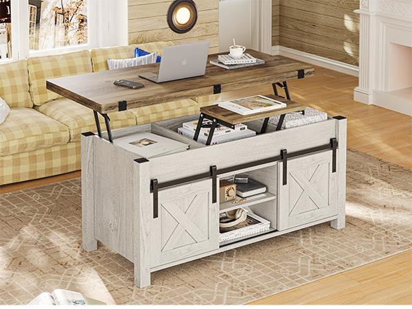 Product Introduction of SEDETA Lift Top Coffee Table, 4 in 1 Multi-Function Convertible Coffee Tables with Storage and Hidden Compartment, Farmhouse Coffee Table Converts to Dining Table for Living Room 13