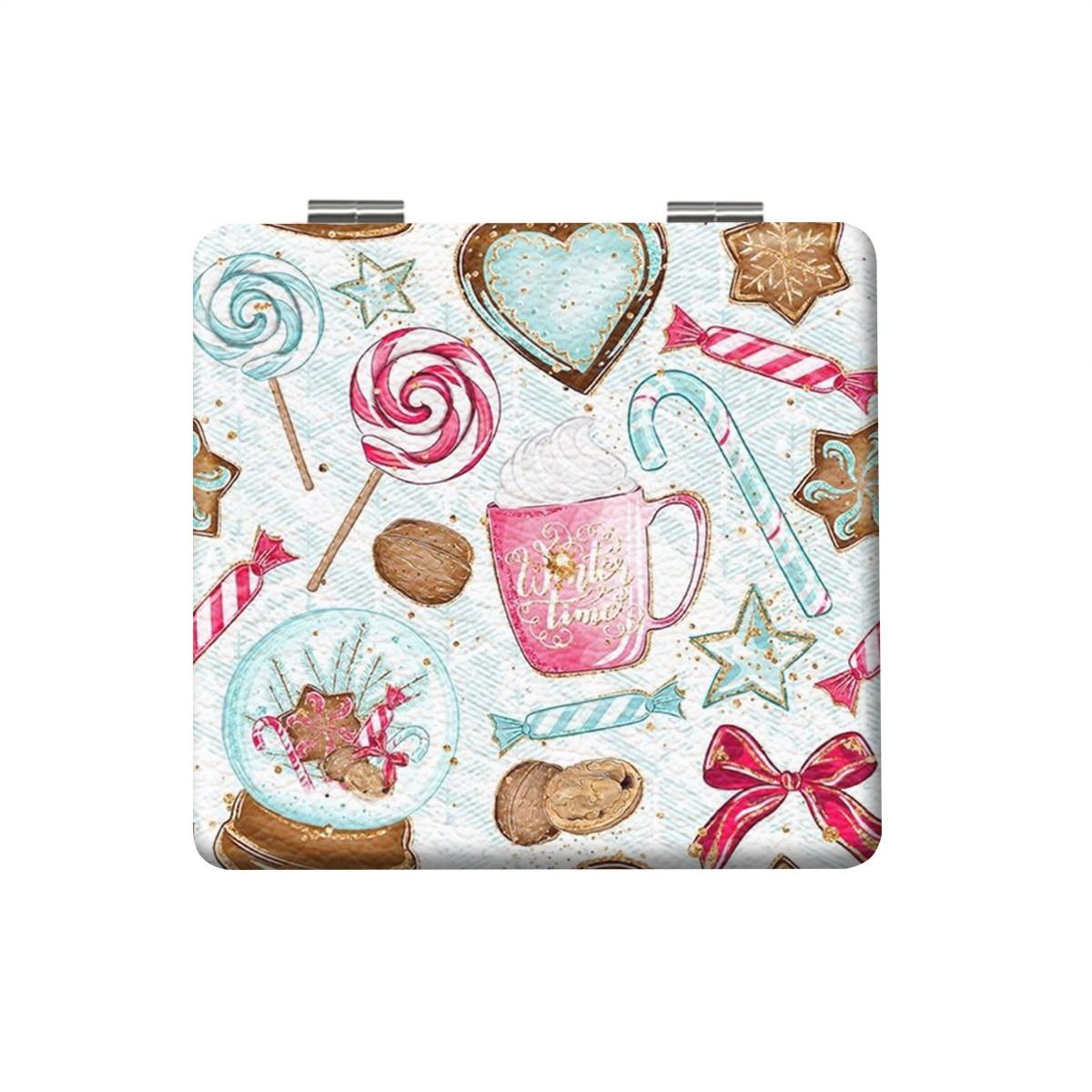Cartoon Feng Shui Crystal Ball Candy Makeup Mirror, Foldable Mini Handheld Mirror, Perfect Gift for Friends and Family