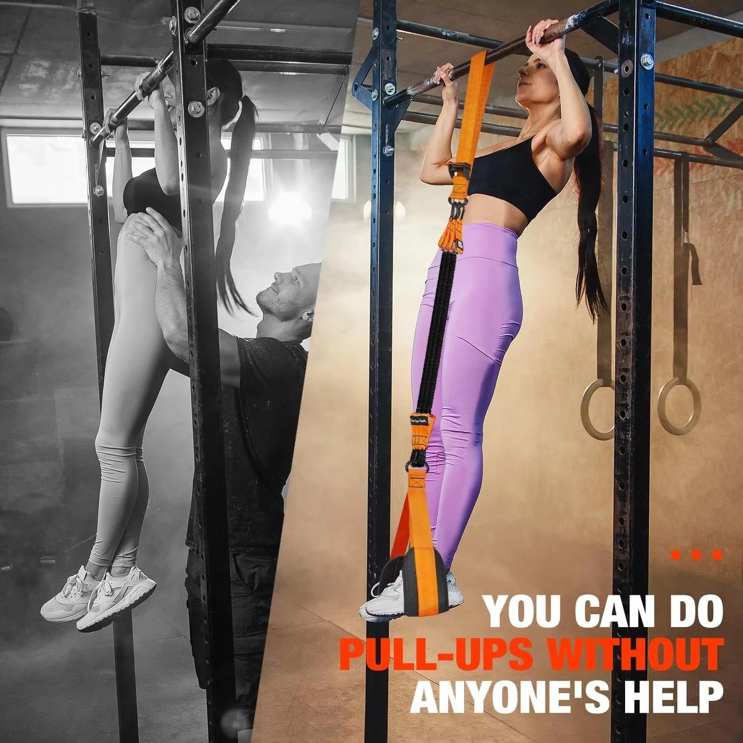 Adjustable Resistance Band for Pull-Ups, Knee Support Strength Training Aid, Wall Climbing Assistance Strap Heavy Duty Natural Rubber Eco-friendly Adjustable Resistance Bands for 75-100lbs Strength Training and Home Use