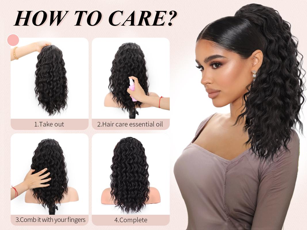 Iridescent Curly Ponytail Extension Drawstring Ponytail for Black Women 18 Inch Synthetic Pony Tails Hair Extensions