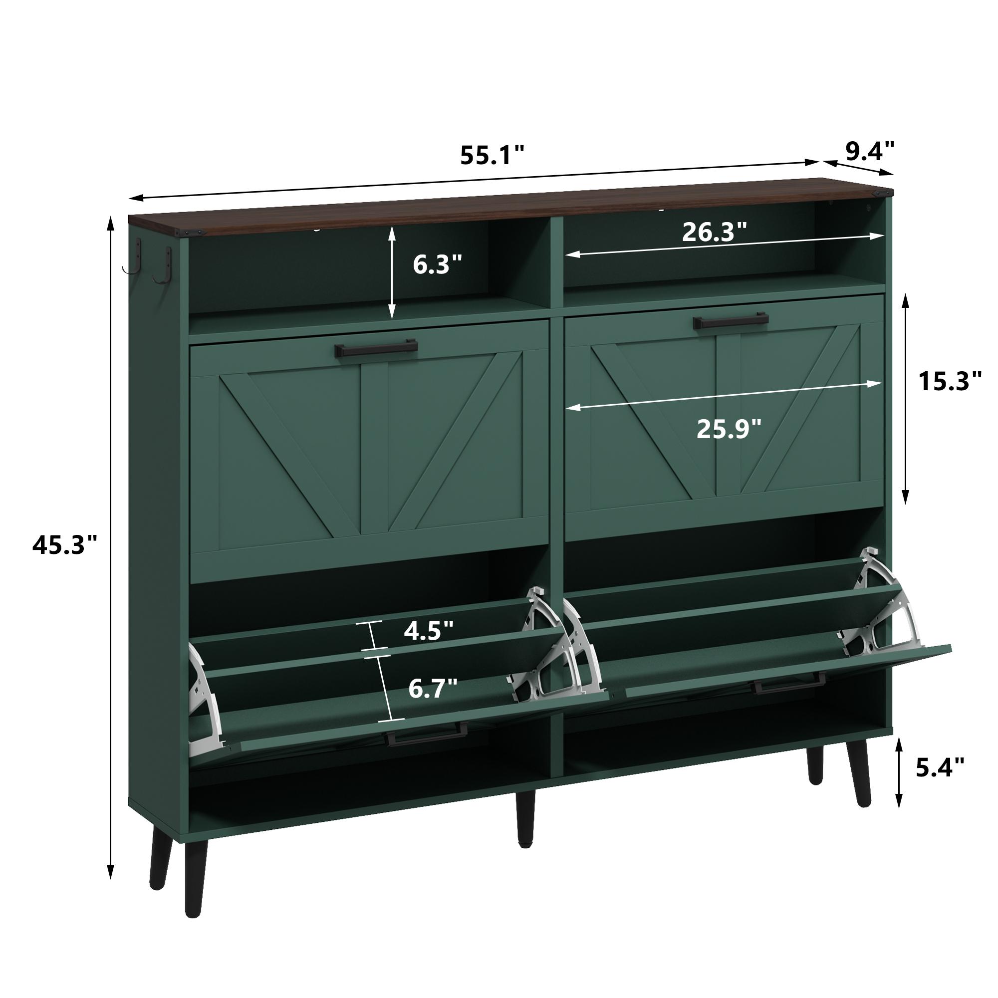 PieDle Furniture Shoe Storage Cabinet,Farmhouse Shoe Organizer with 2-4 Flip Drawers & Barn Door Design,Freestanding Hidden Slim Narrow Shoe Rack Cabinet with Open Storage for Entryway, Foyer,Hallway PieDle Furniture Shoe Storage Cabinet,Farmhouse Shoe Organizer with 2-4 Flip Drawers & Barn Door Design,Freestanding Hidden Slim Narrow Shoe Rack Cabinet with Open Storage for Entryway, Foyer,Hallway