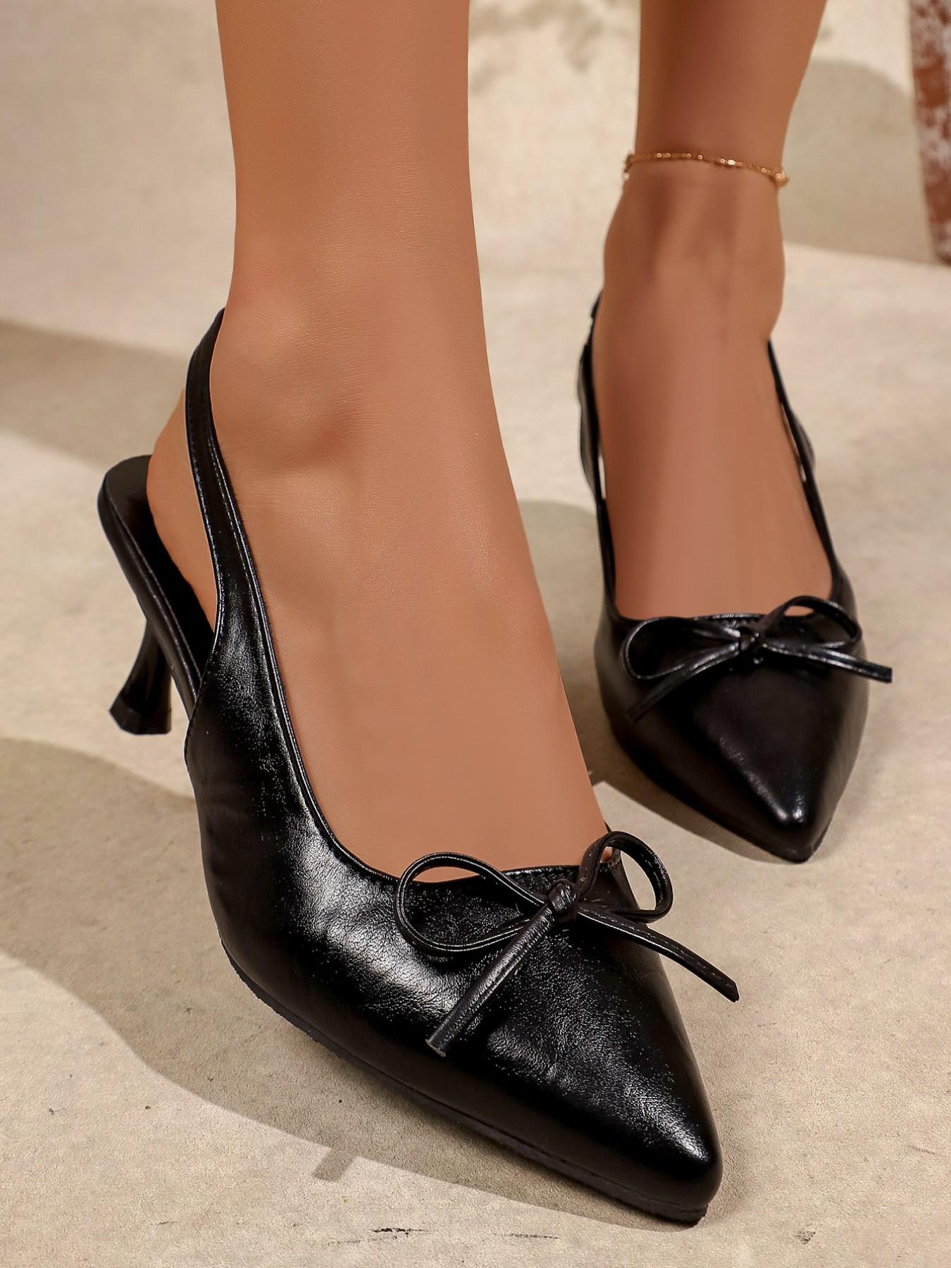 Women's Burgundy Bow Pointed Toe Slingback Kitten Heels, Vintage Elegant Coquette-Chic Style, Party Pumps #VintageElegantShoes, #BurgundyBowHeels, #CoquetteSummerSandals