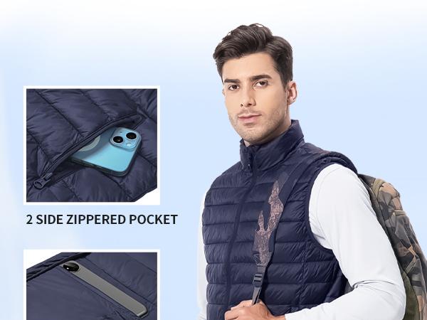 Pioneer Camp Men's Lightweight Puffer Vest Packable Water-Repellent Warm Quilted Sleeveless Outerwear for Work Casual Travel Flat Gilet Army Green SpringStatements