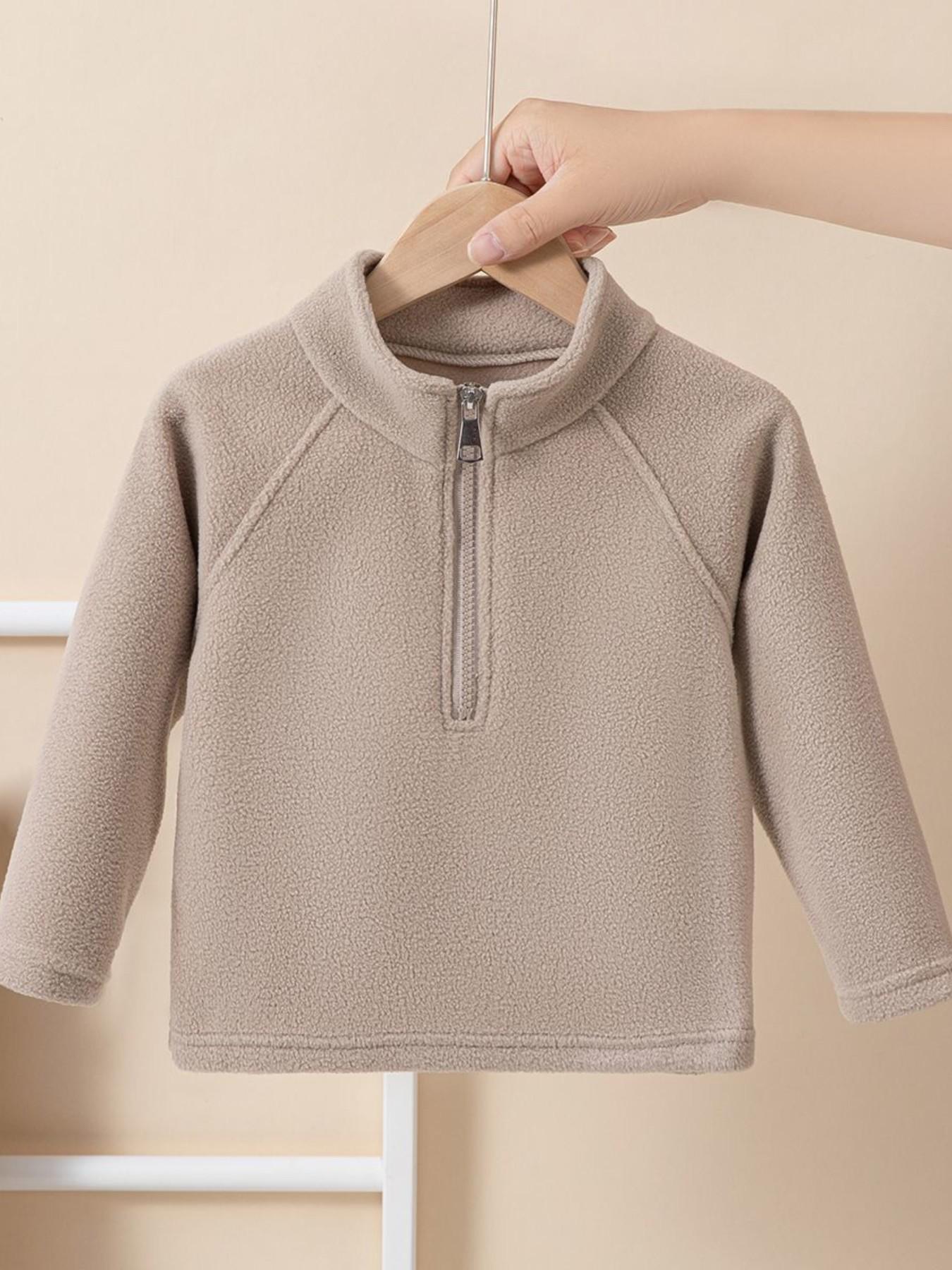 Unisex Kids Sweatshirt, Warm Casual Top, Polyester Fabric, Solid Color Design, Spring & Fall Wear, Suitable for Ages 1-8 Years