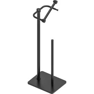 Paper Holder Stand, Paper roll Holder Free Standing with for 4 Rolls, Post Pivoting, Stable Weighted Base, SUS304 Stainless (Black)
