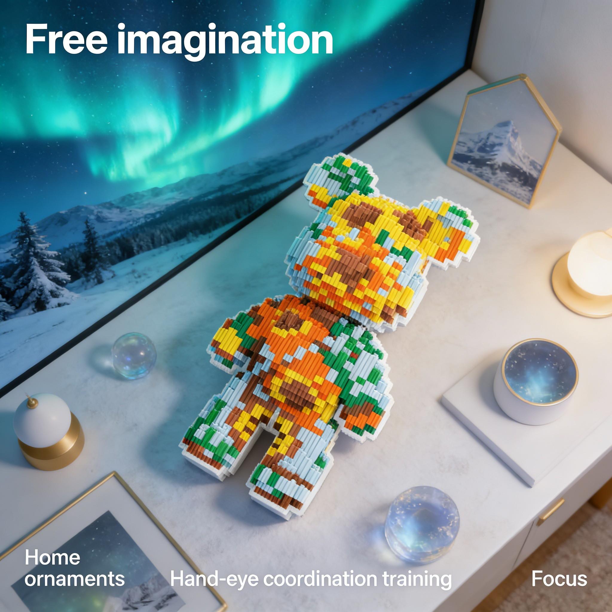 Sunflower Bear Series Creative Building Blocks Model, 1451pcs, Original Authentic, New 2026 Size, Gift Idea, DIY Craft Decor