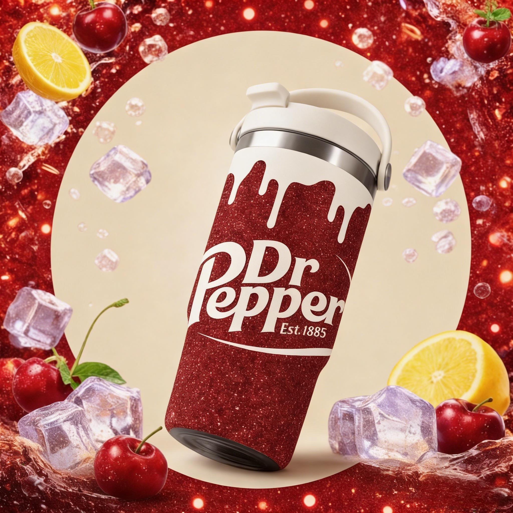 30oz Insulated Tumbler With Handle And Spout Lid, Dual Drinking Ways, Dr Pepper Soda Inspired Print, Retro Cola Style, Double Wall Stainless Steel Vacuum Insulated Flask, Keeps Hot 12 Hours Cold 24 Hours, Leak Proof Large Capacity Travel Mug
